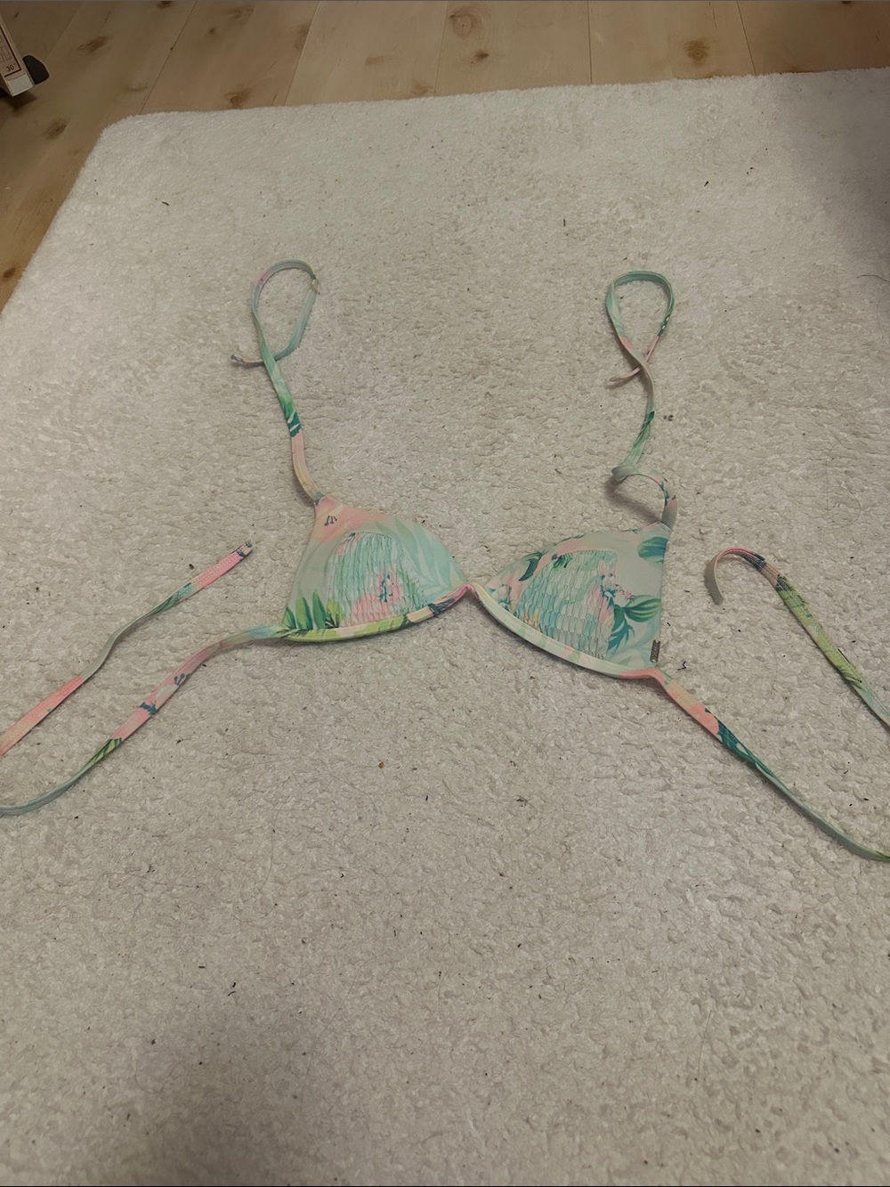 PINK Victoria's Secret Pastel Tropical Print Triangle Bikini Top